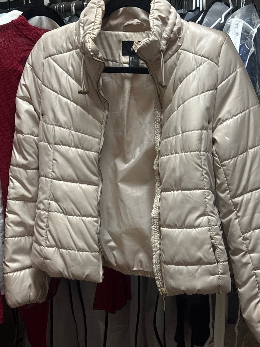 H&M Light Beige Quilted Puffer Jacket